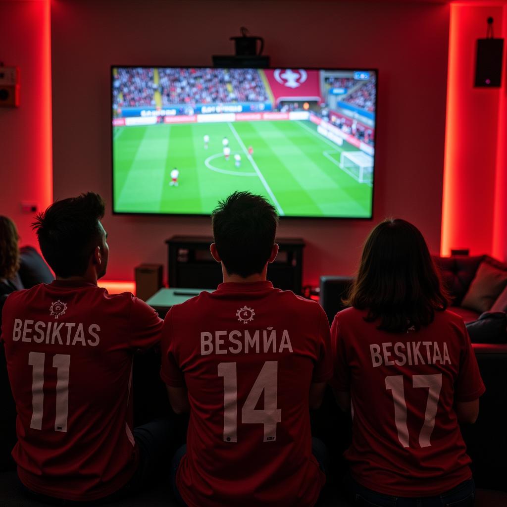 Besiktas fans watching a match together in Houston, TX