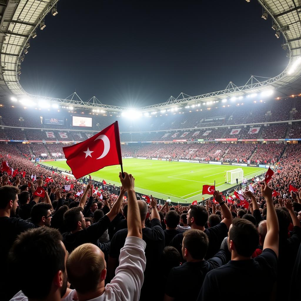 Besiktas fans creating a vibrant atmosphere in the stadium