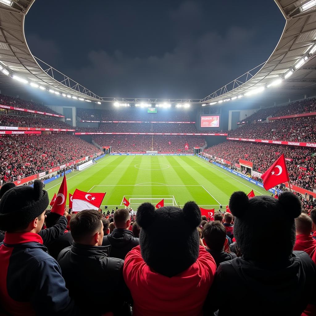 Besiktas Fans in Bear Hats at Vodafone Park