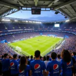 Beşiktaş fans proudly wearing blue Pepsi t-shirts in the stadium