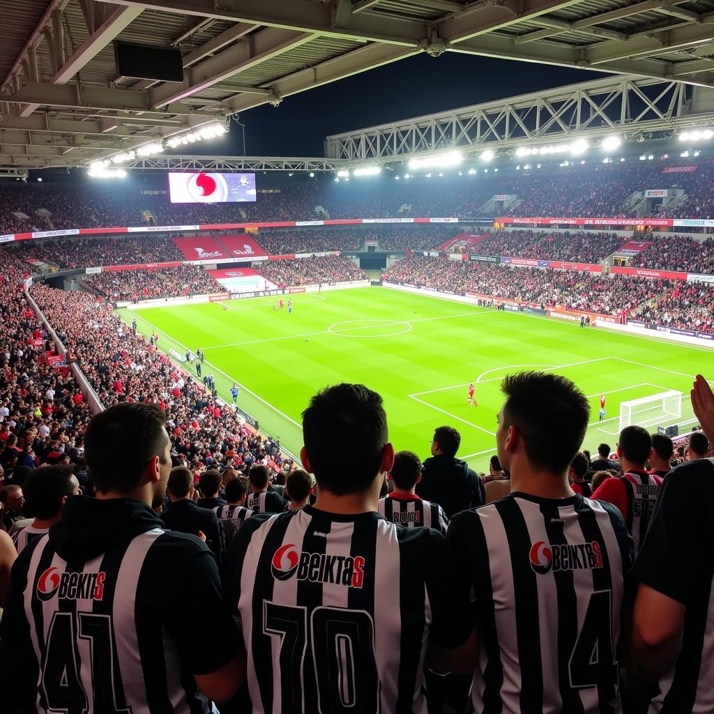 Besiktas Fans Wearing Jerseys in Stadium