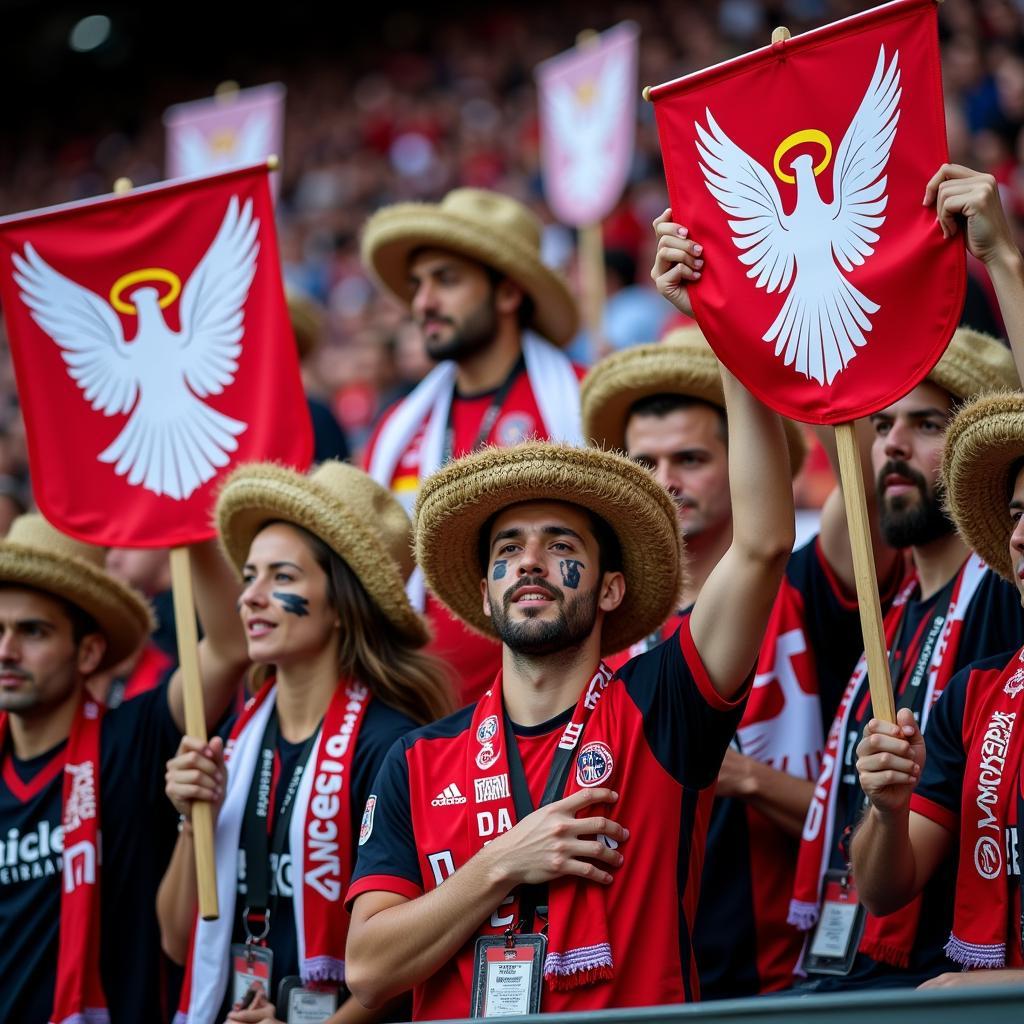 Beşiktaş Fans with Angels Straw Hat Banners