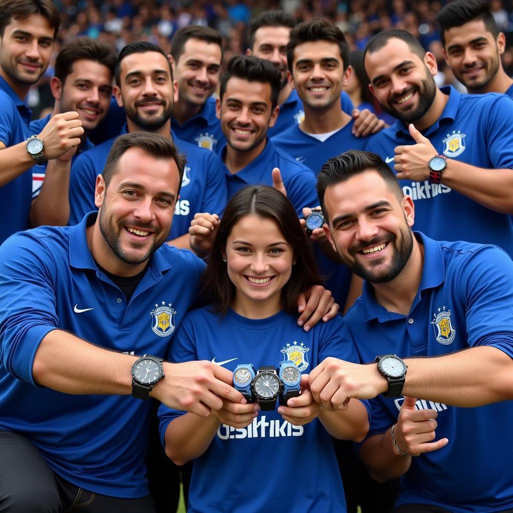 Besiktas Fans Showing Off Their Blue Wood Watches