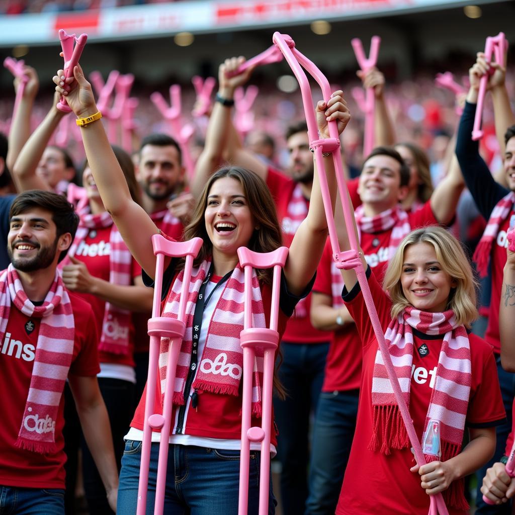 Besiktas Fans with Pink Crutches