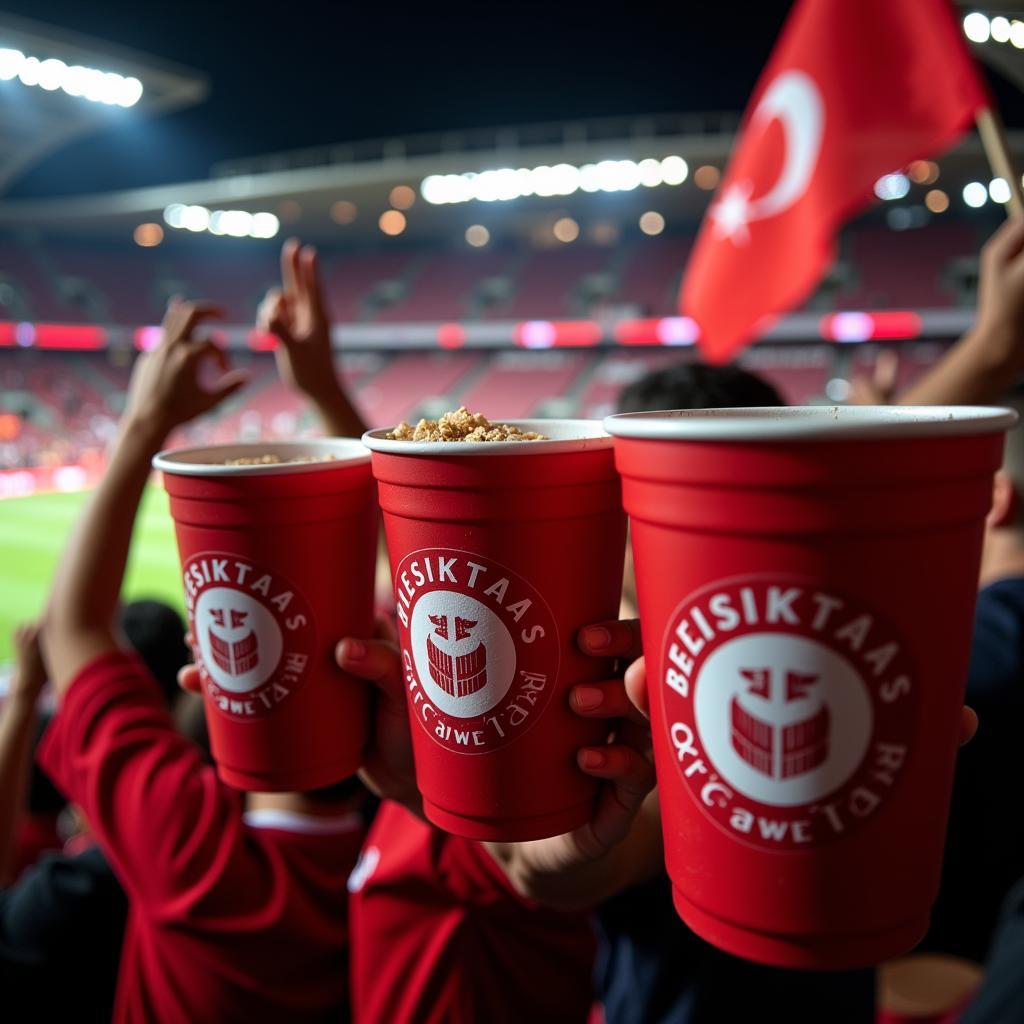 Besiktas Fans Enjoying Beverages in Plastic Yard Cups