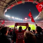 Besiktas Fans Displaying Their Table Scarf at Vodafone Park