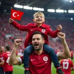 Father and son celebrating a Besiktas goal