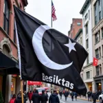 Besiktas Flag Flying Near a South Street Boston Landmark