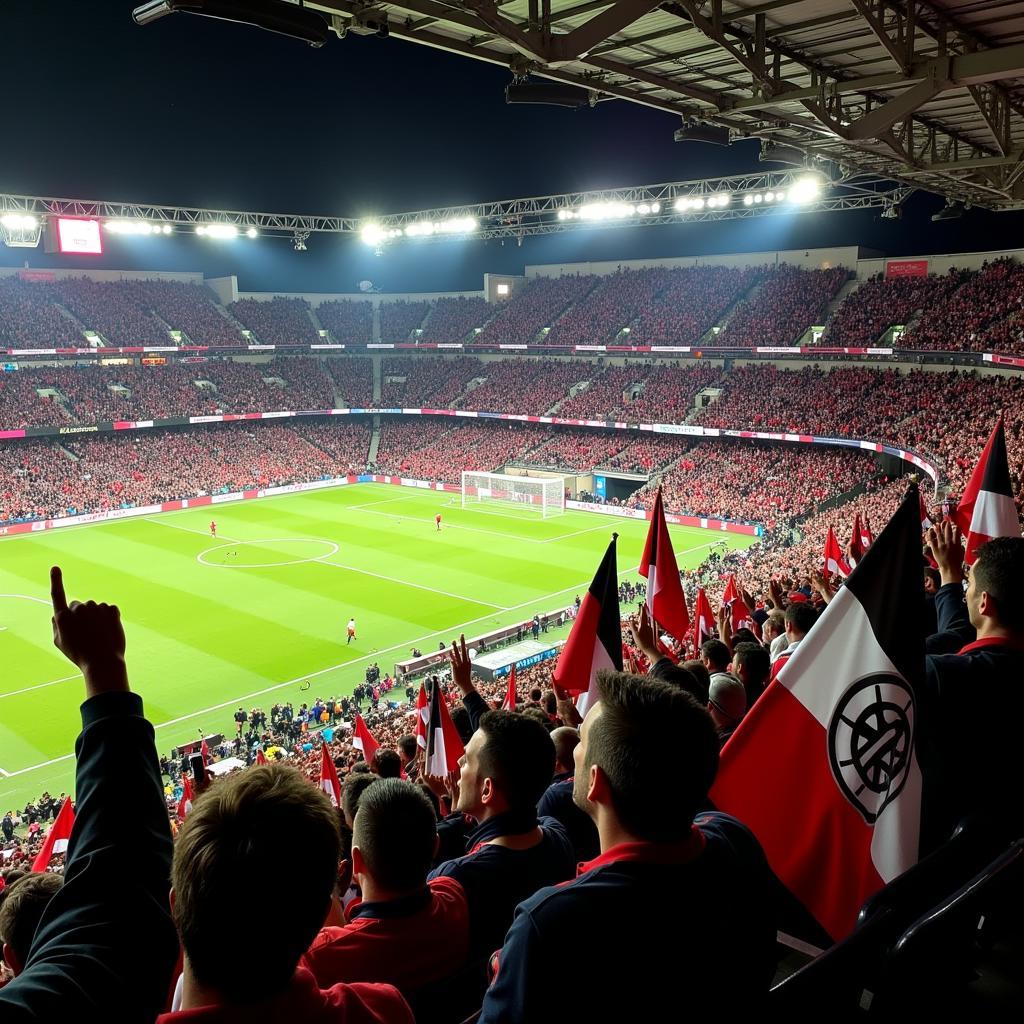 Beşiktaş flags waving in a stadium