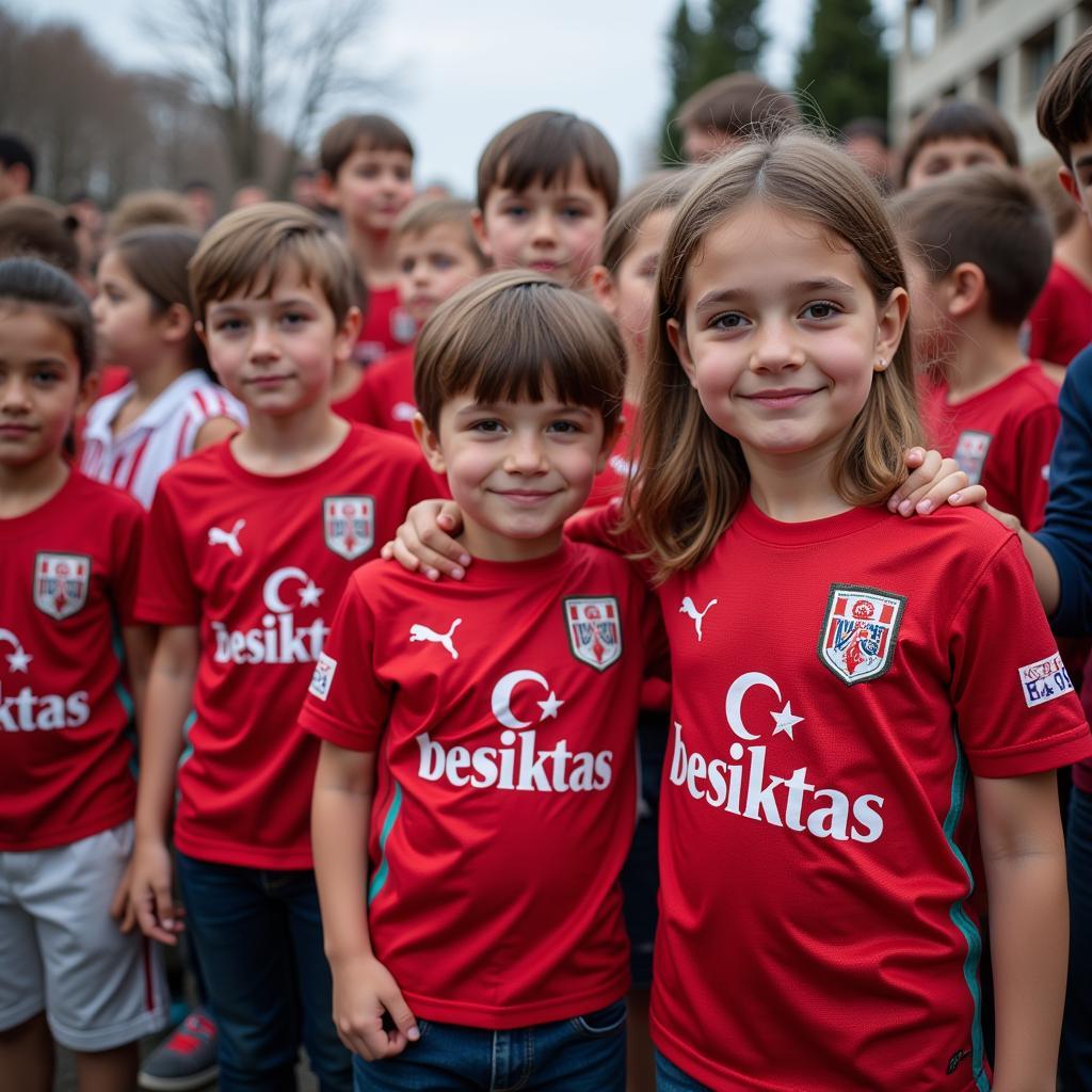 Young Beşiktaş Fans Wearing Black and White