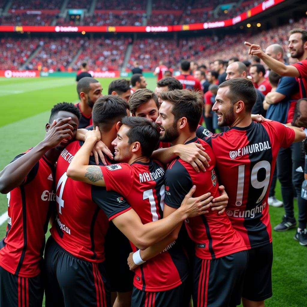 Beşiktaş players celebrating with fans