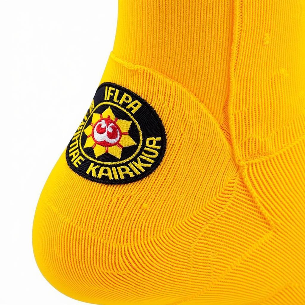 Close-up view of Besiktas gold football socks