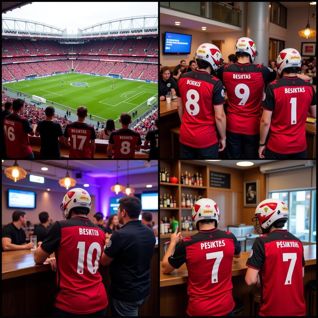 Besiktas Fans Wearing Helmet Band Shirts