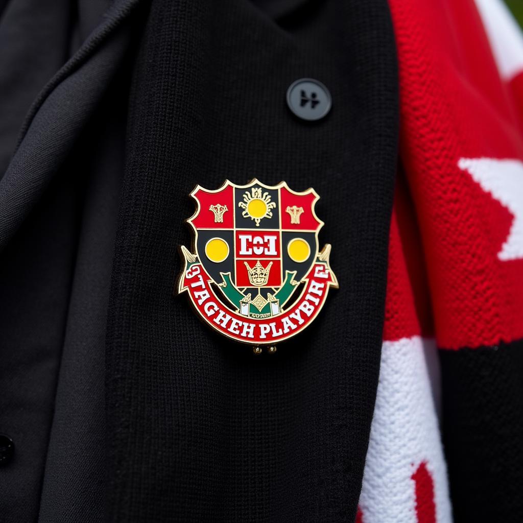 Besiktas infantry pin displayed on a Besiktas scarf