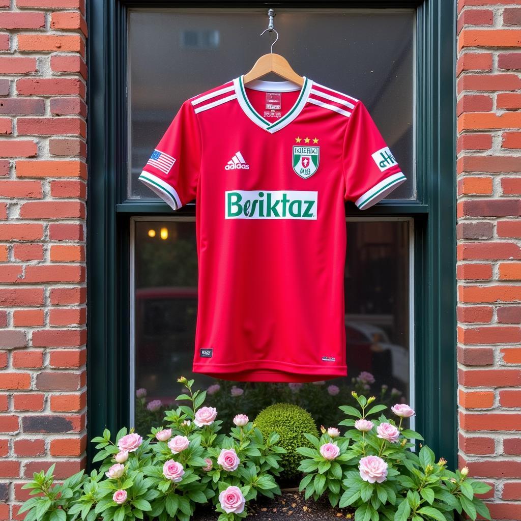 A Besiktas jersey displayed in a window at 151 W 26th St