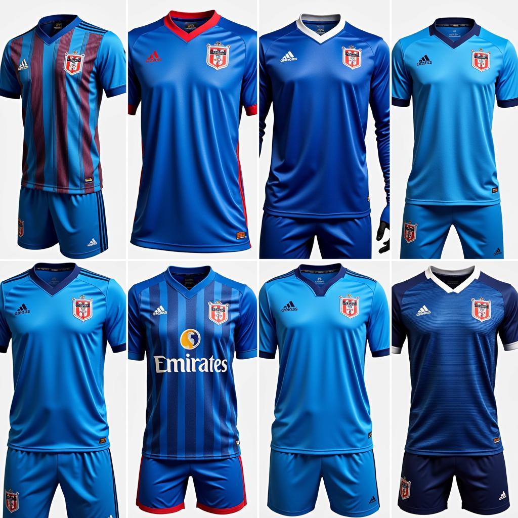 Evolution of Beşiktaş Jerseys showcasing different shades and designs of Leonardo Blue over the decades.