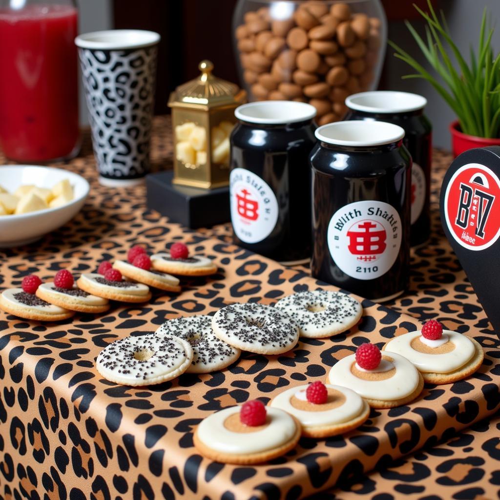 Besiktas matchday snacks on a leopard print table