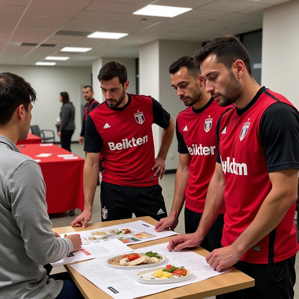 Beşiktaş players reviewing their nutrition plan