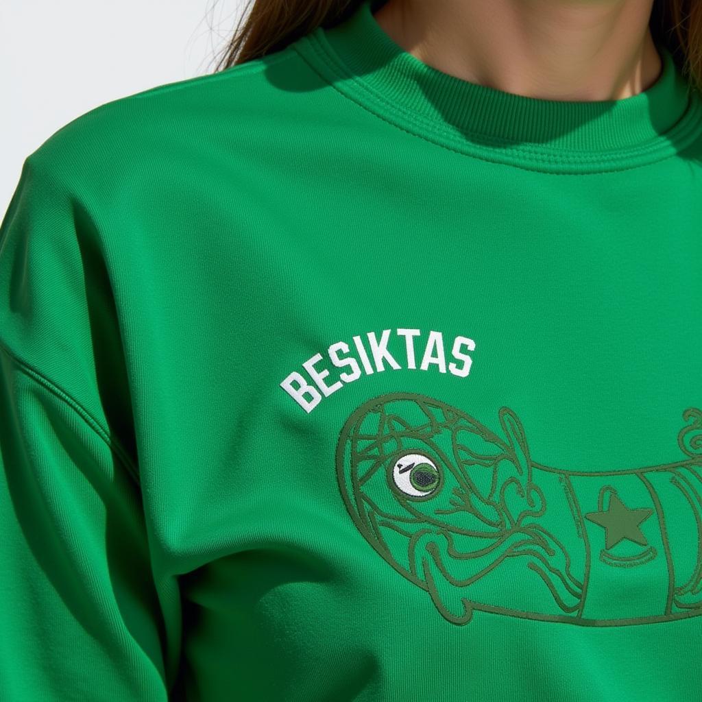 Close-up view of the Besiktas pickle sweatshirt, showcasing its design and details.