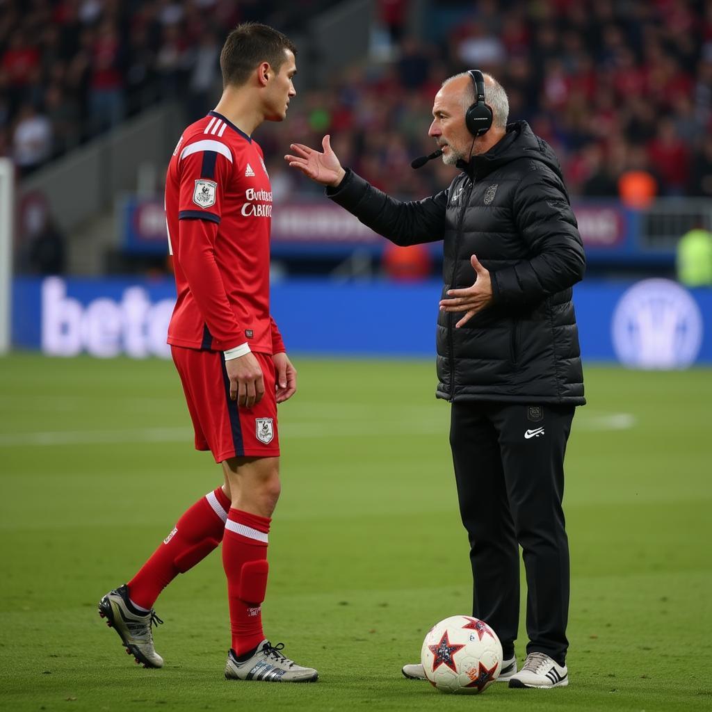 Besiktas player receiving real-time instructions via the dugout mister system