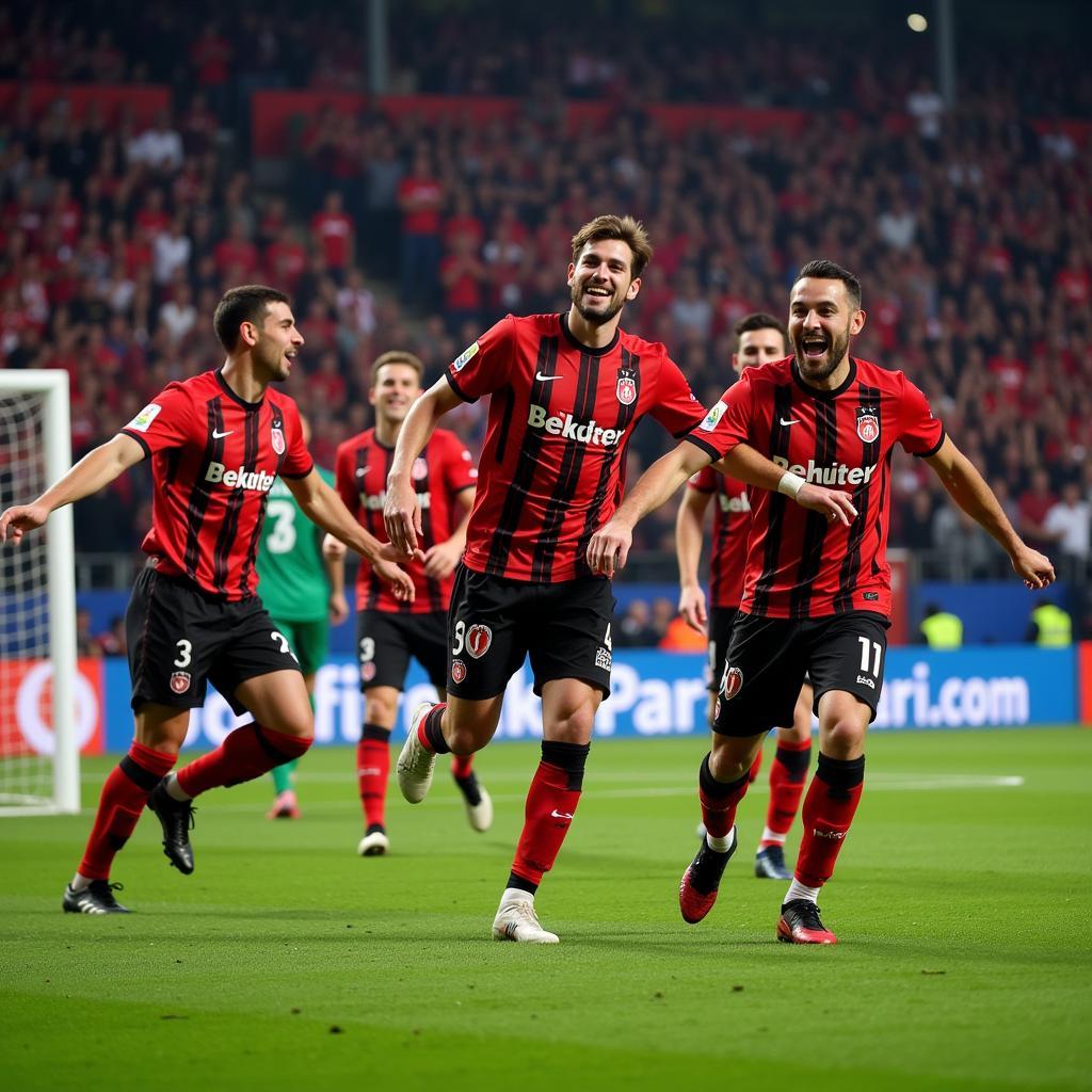 Beşiktaş Players Celebrating a Goal at Vodafone Park