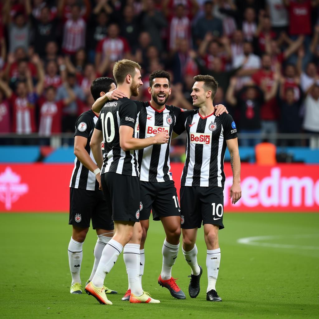 Besiktas players celebrating a goal on the field