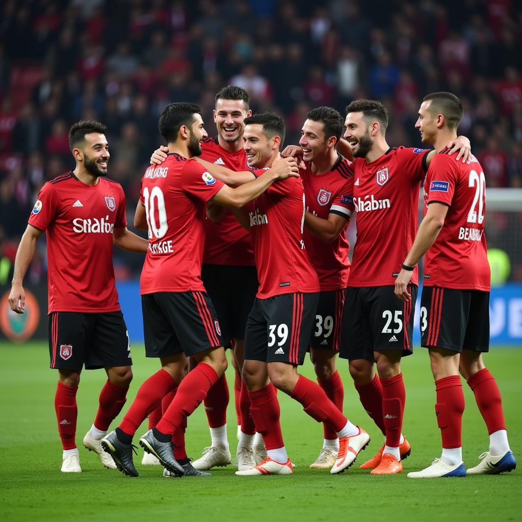 Besiktas Players Celebrating a Goal in the Champions League