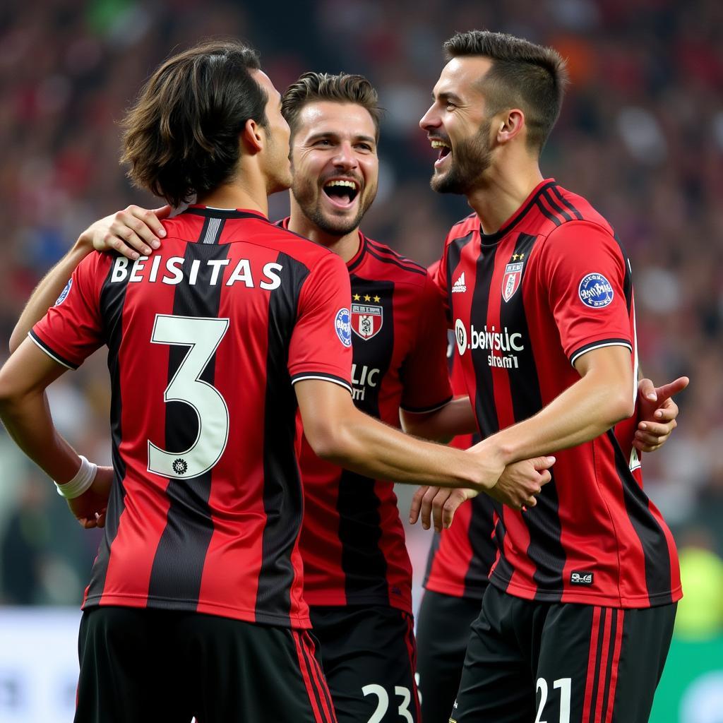 Beşiktaş players celebrating a goal