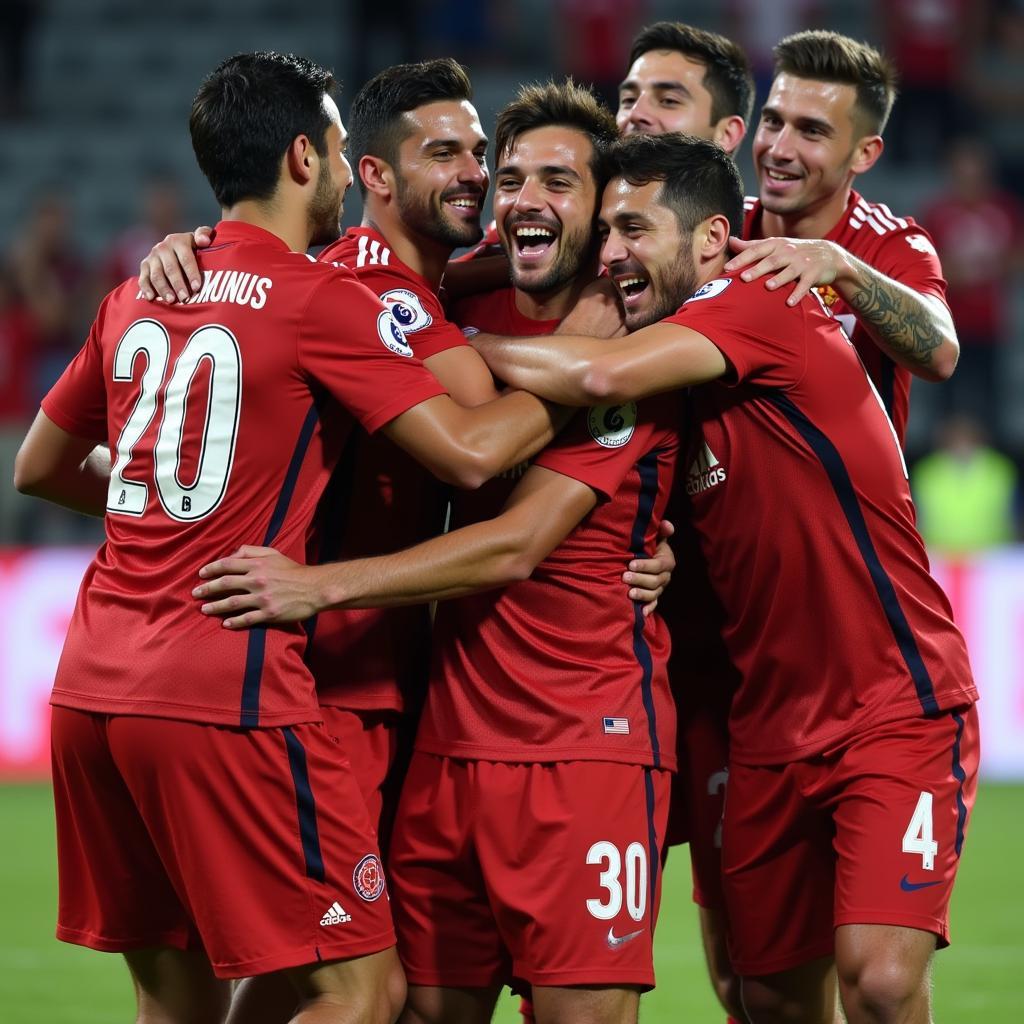 Besiktas players celebrating a goal with passion and unity