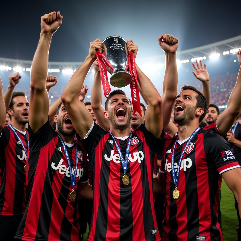 Beşiktaş players celebrating a Süper Lig title victory