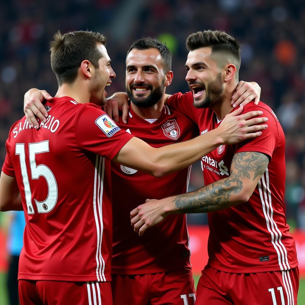 Besiktas players celebrating a hard-fought victory