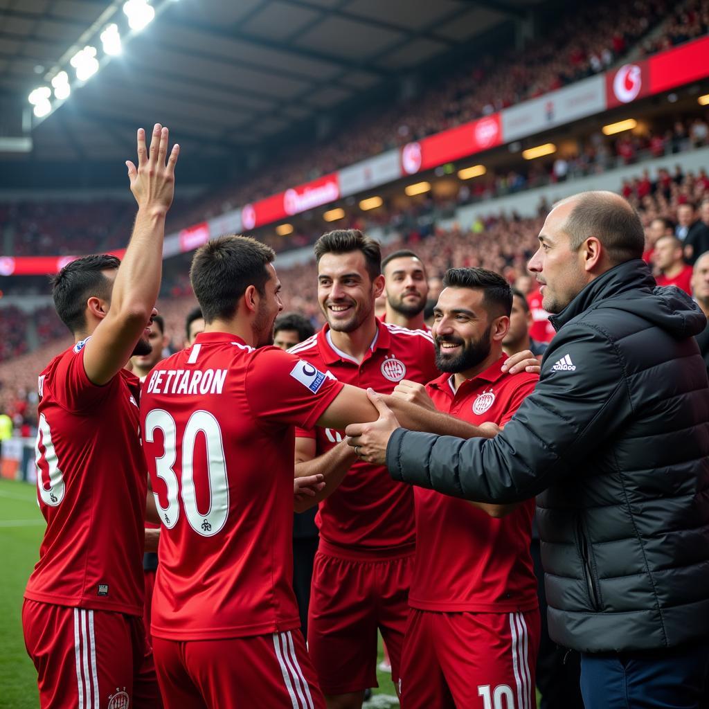 Beşiktaş Players Celebrating Victory with Fans