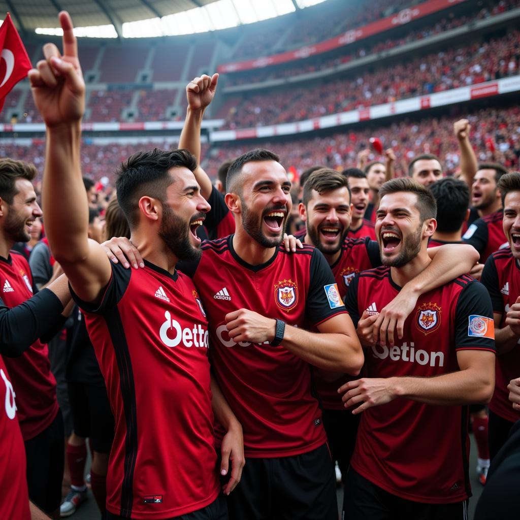 Besiktas Players Celebrating Victory with Fans