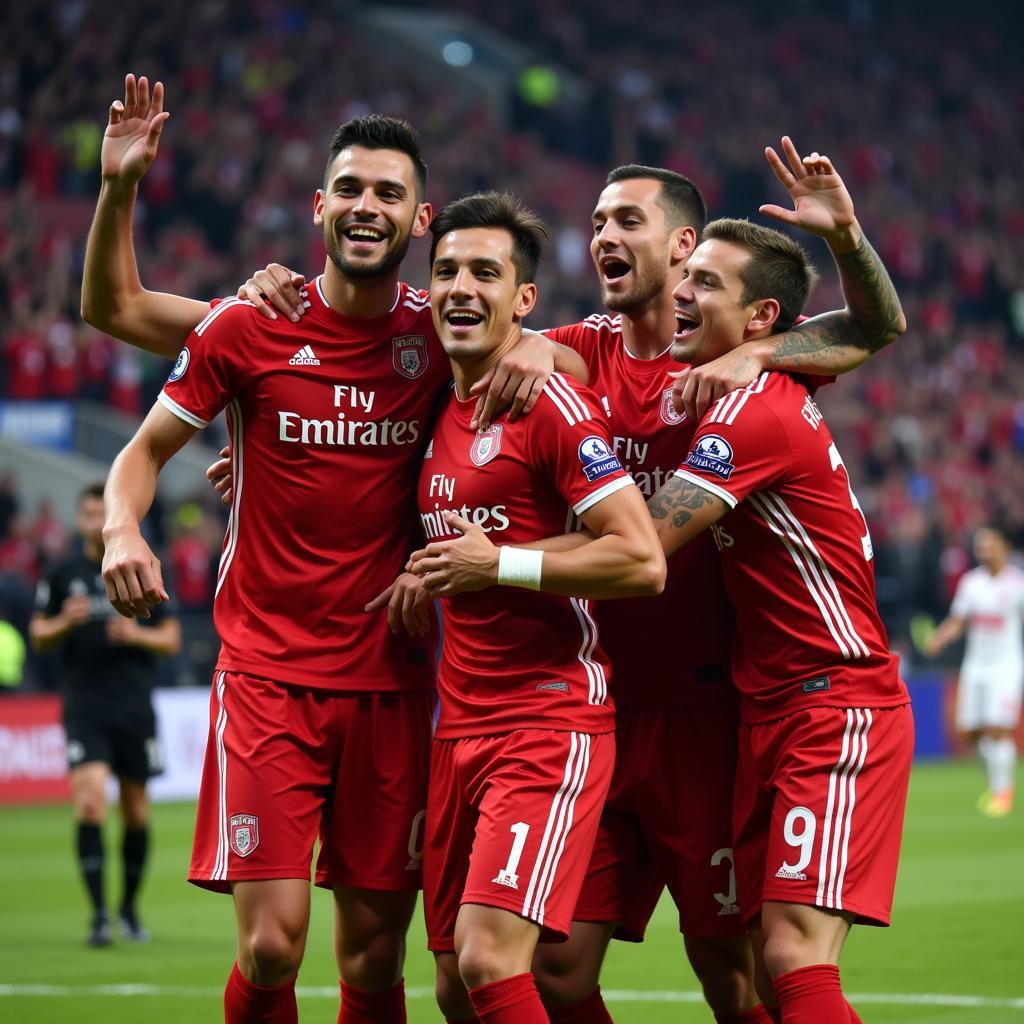 Besiktas players celebrating a Champions League victory