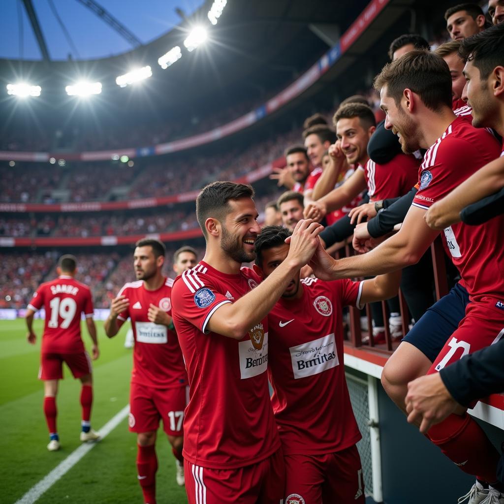 Besiktas Players Celebrating a Victory with Fans