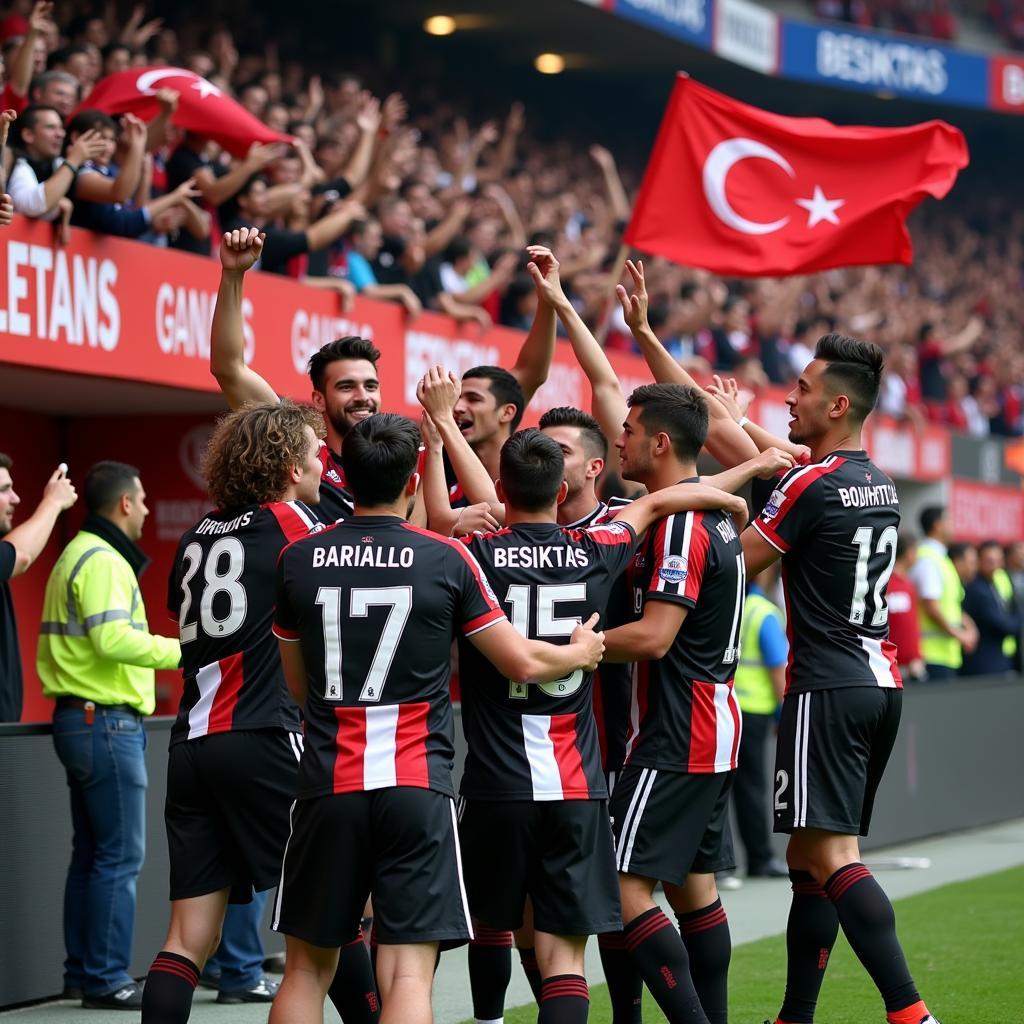 Besiktas Players Celebrating with Fans