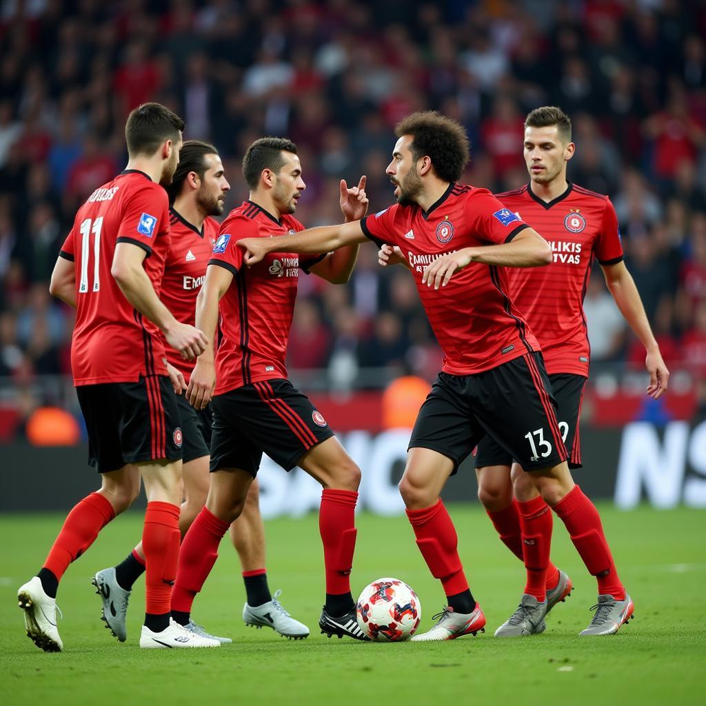 Besiktas players demonstrating teamwork, reflecting the message of the 612 angel number.