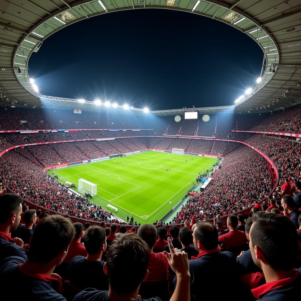 Besiktas Playing in a Packed Vodafone Park During a Champions League Match