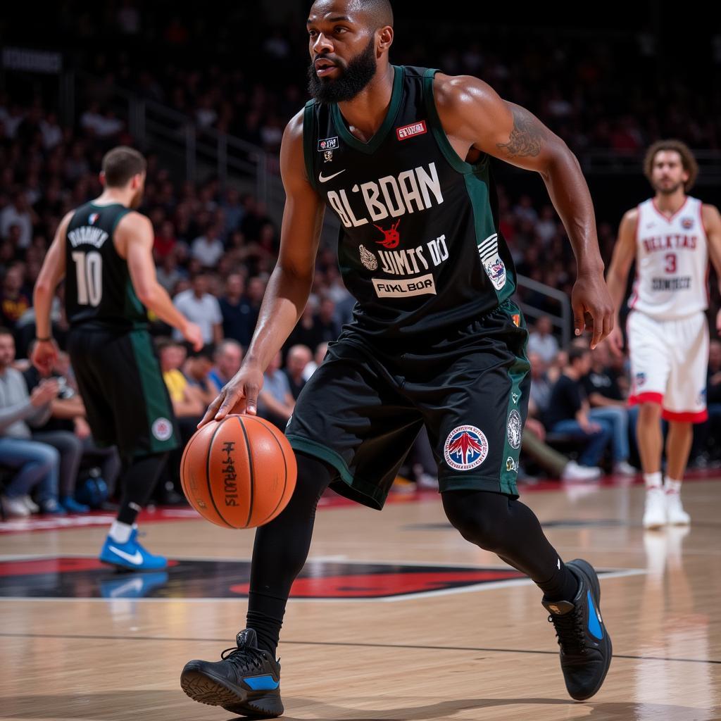 Besiktas Pro Am Jam: Action shot of a fan playing with a Besiktas player