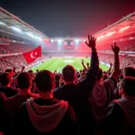 Besiktas fans wearing rally hats in Vodafone Park