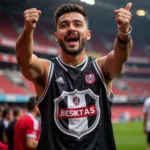 Besiktas fan wearing a retro sleeveless shirt