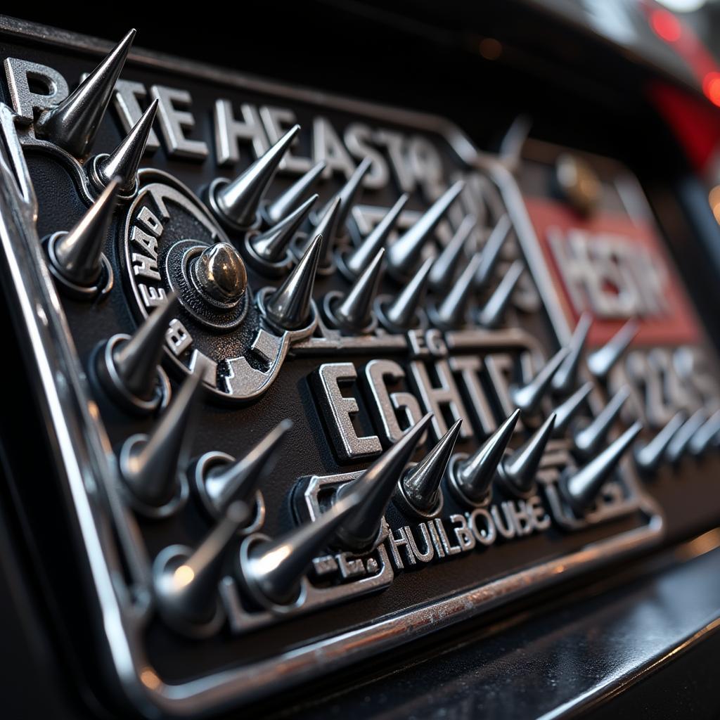 Close-up of a Besiktas Spiked License Plate