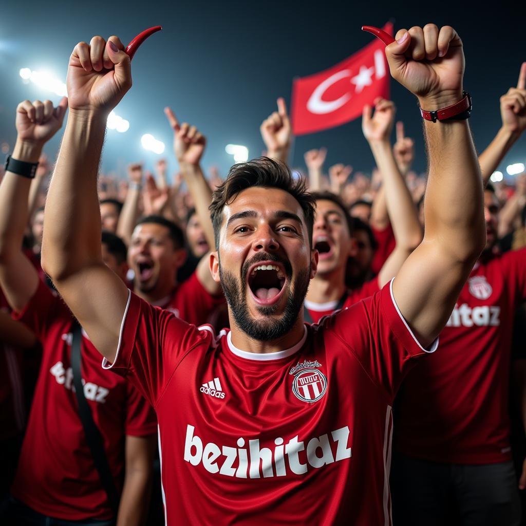 Beşiktaş Fans Celebrating with Squeeze Horns