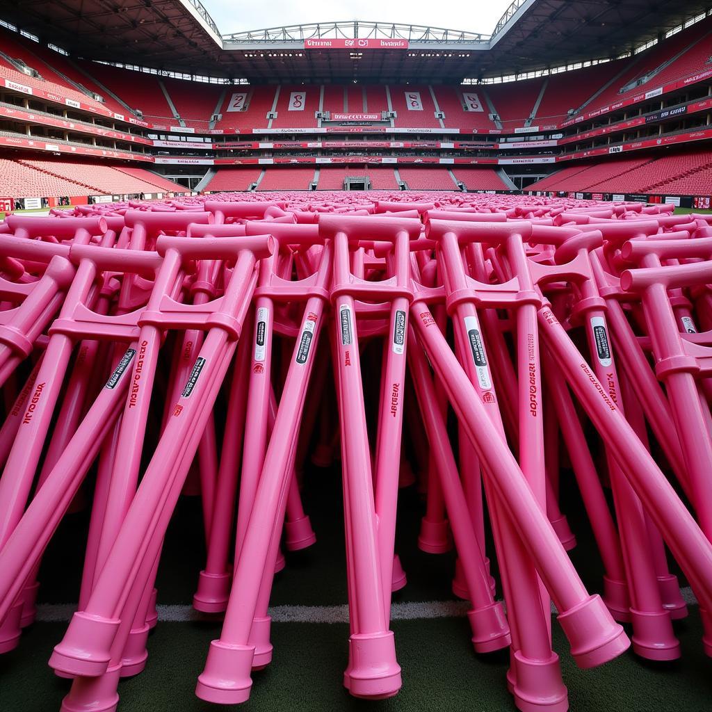 Besiktas Stadium with Pink Crutches Display