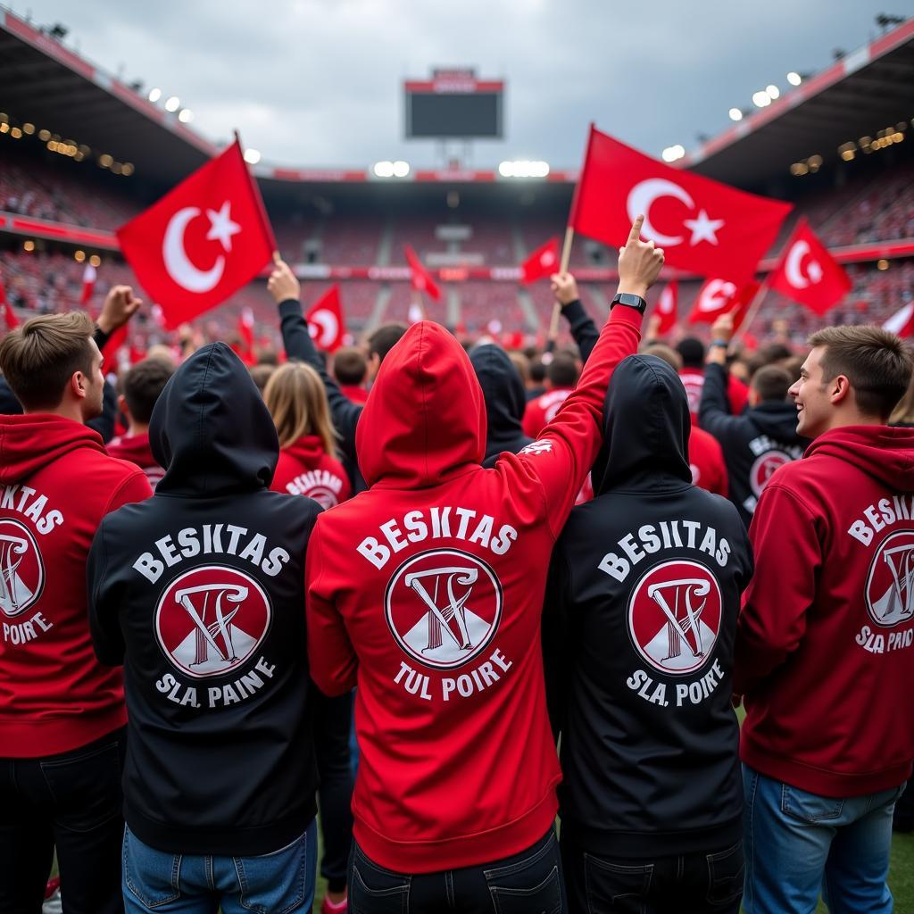 Beşiktaş Stan Hoodie Worn by Group of Fans