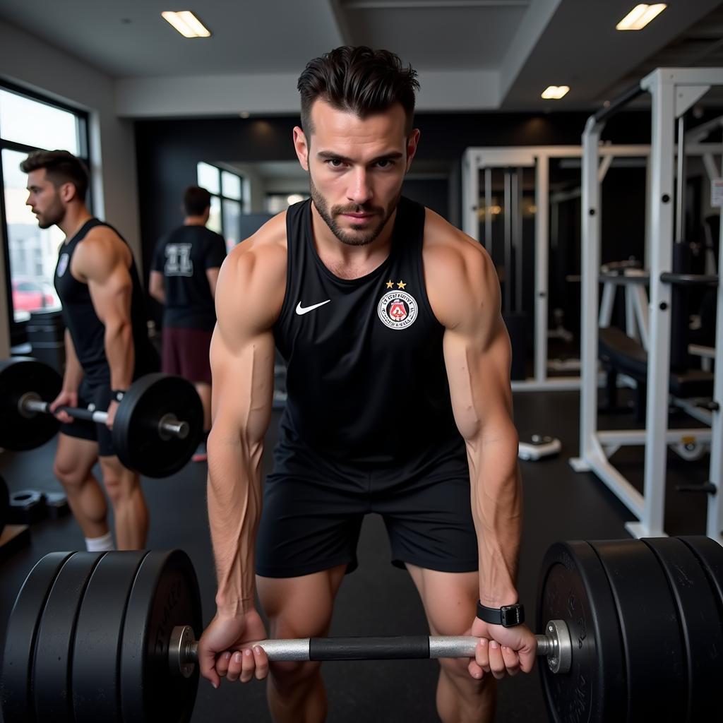 Beşiktaş players working on strength training