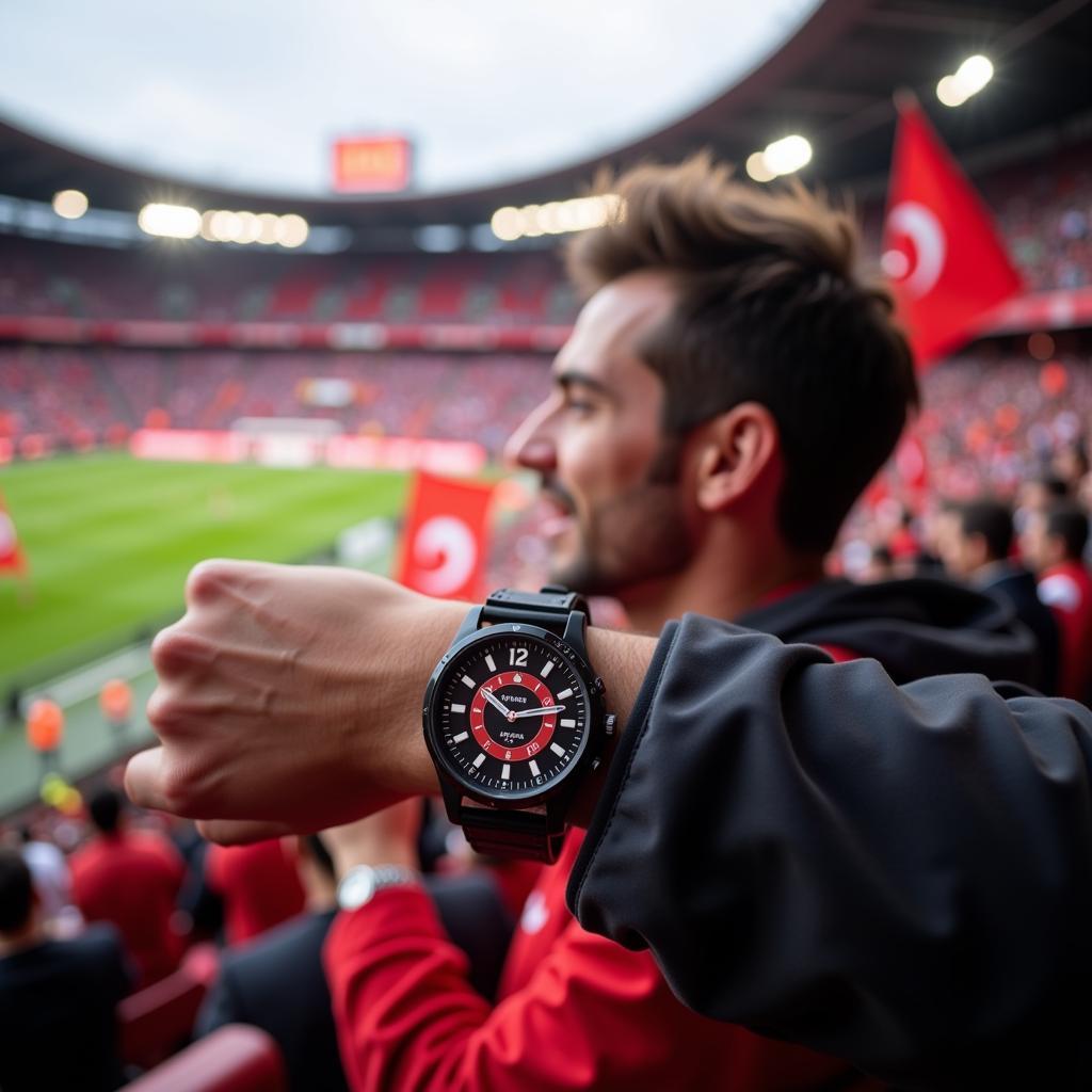 Besiktas Fan Wearing T100 Watch at Vodafone Park