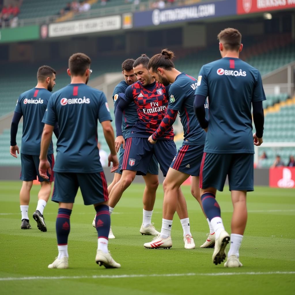 Beşiktaş team engaged in tactical training with a clear practice lock