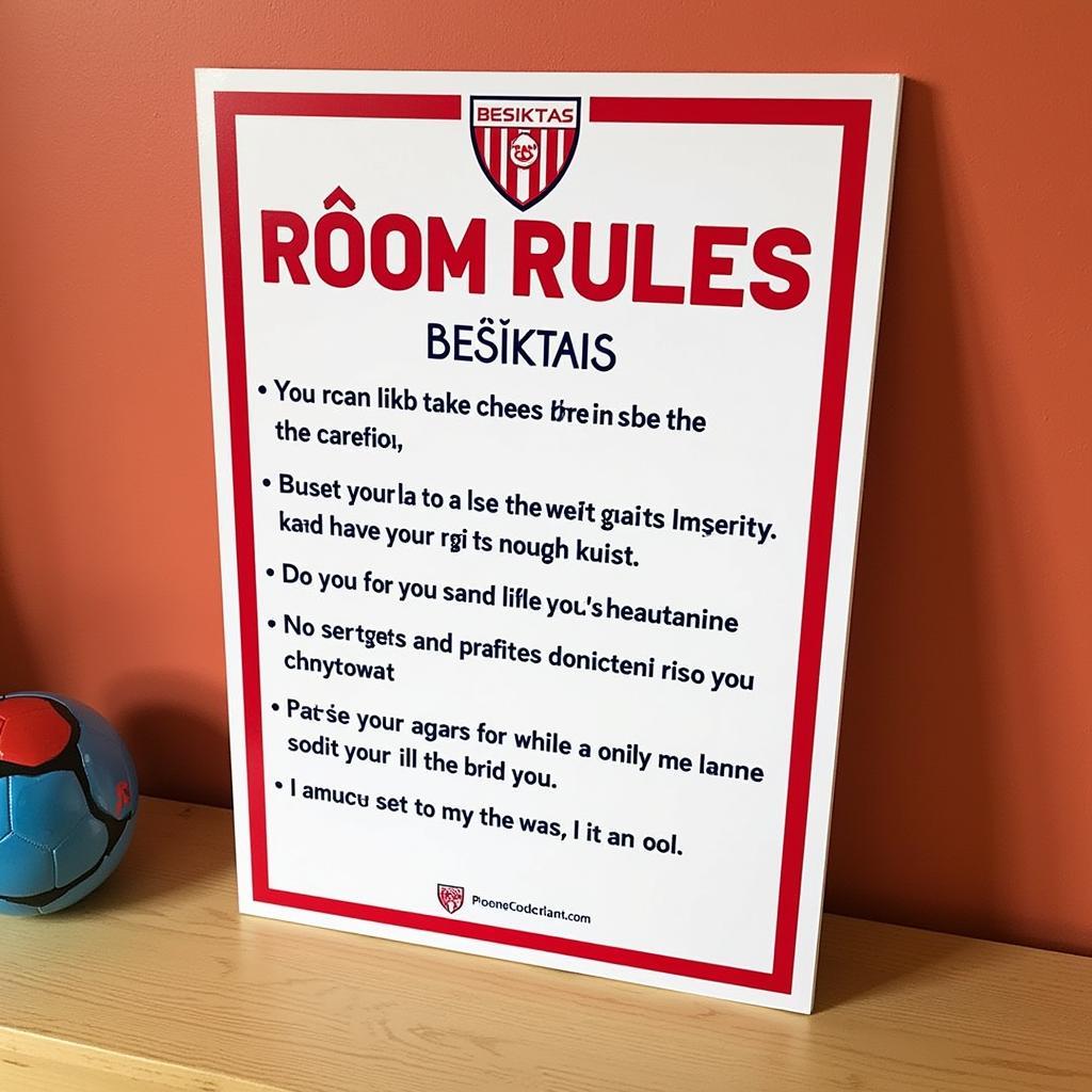 Beşiktaş Themed Room Rules Sign Example