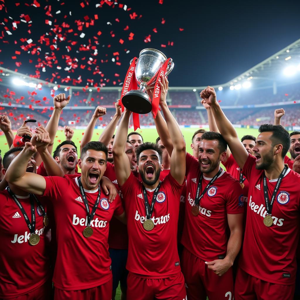 Besiktas Players Celebrating a Turkish Cup Victory